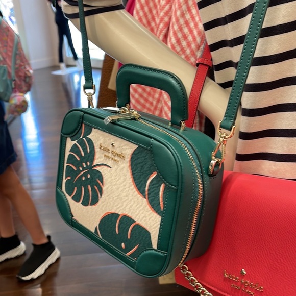 Kate Spade monstera leaves traveler trunk crossbody bag - Picture 8 of 16